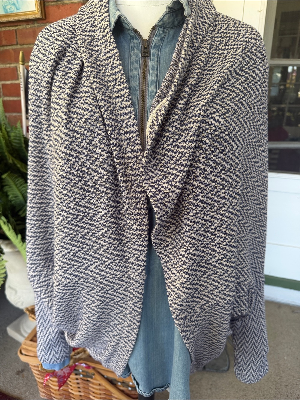Soft Surroundings Chevron Knit Slouchy Cocoon Cardigan Sweater
